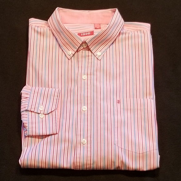 Izod Pink/Blue/White XXL Oxford Shirt in EUC - Picture 6 of 6